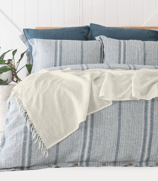 Bhumi Organic Cotton- Linen Throw - Fog